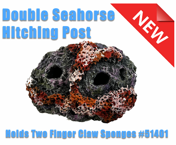 Misc. ALL NEW - DOUBLE Seahorse Hitching Post - Two Finger Claw Sponges with weighted base - Seahorse Aquarium Decoration