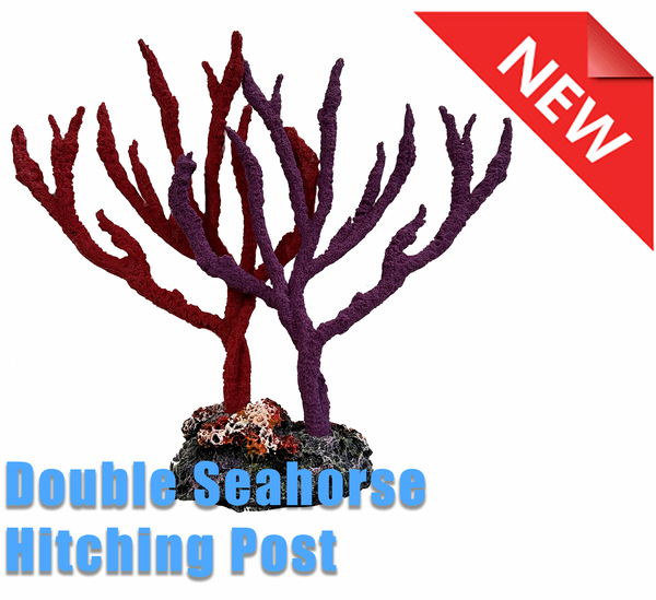 Misc. ALL NEW - DOUBLE Seahorse Hitching Post - Two Finger Claw Sponges with weighted base - Seahorse Aquarium Decoration
